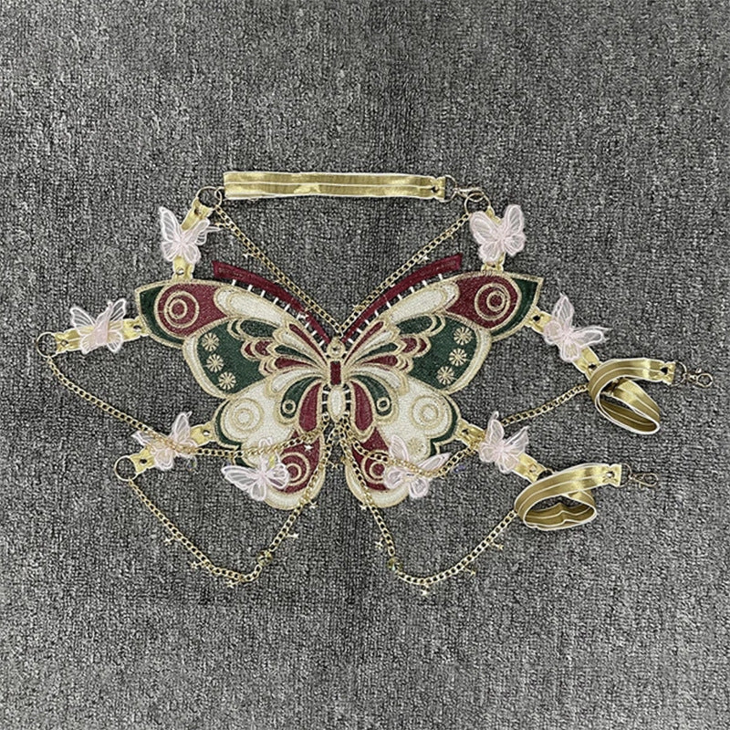 Free shipping butterfly splicing metal crystal pendant ultra-short sling small vest tops