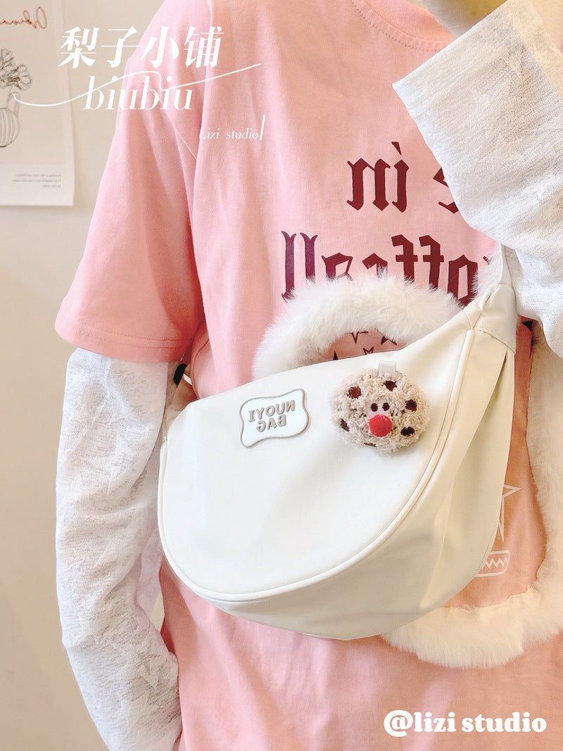 Dopamine Bag Free shipping Tattoo Crescent bag Crossbody bag Women's dopamine niche design Nylon cloth dumpling bag Wide shoulder strap Casual shoulder bag