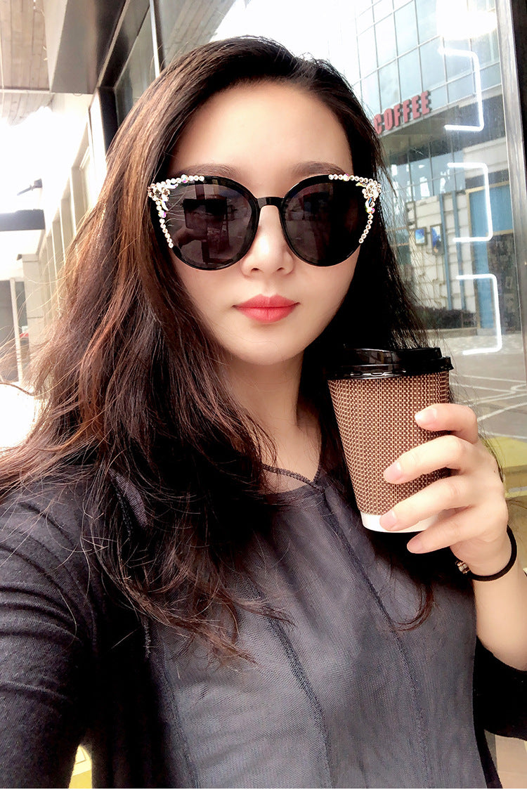 Women's fashion glasses新款GM太阳镜女明星同款网红韩版偏光眼镜圆脸潮镶钻墨镜女