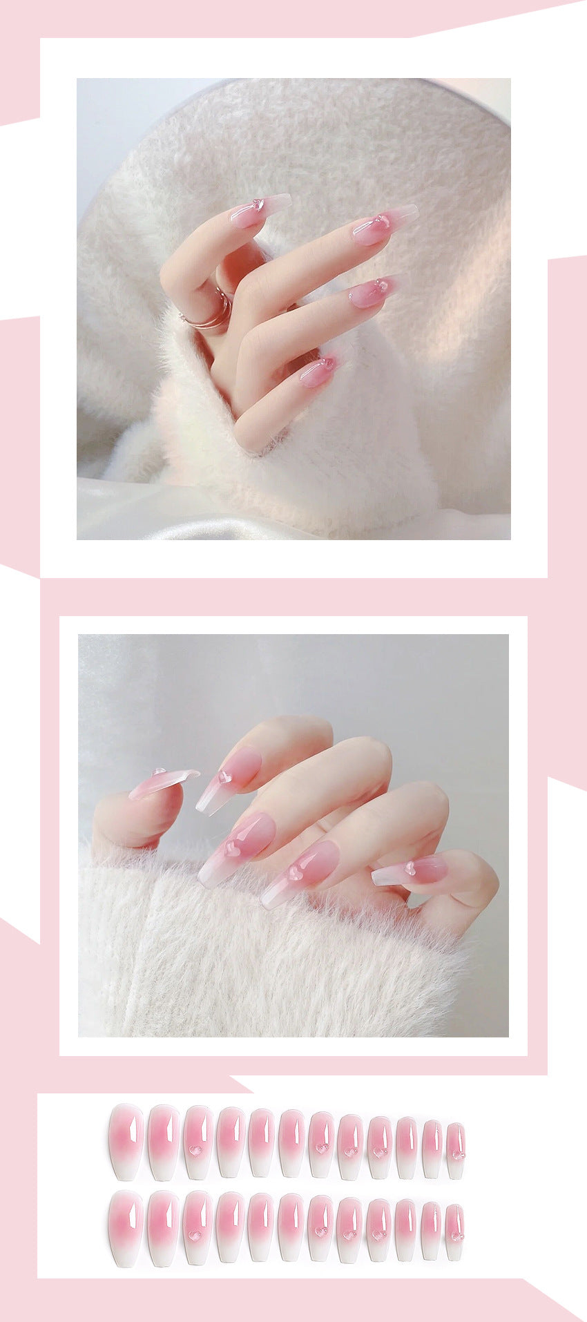 Fashion  nail Fake Nail Patch Wear Armor Finished Product Nail Tip Nail Stickers Disassembly Nail Patch Nail Stickers Rouge Blush Y32
