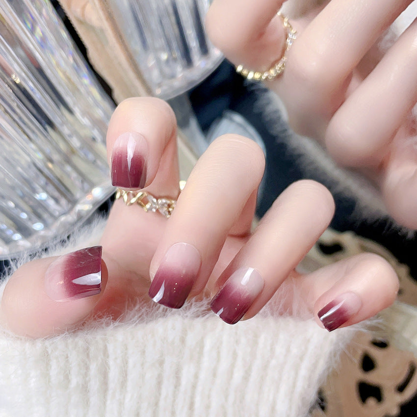 Fashion  nail Tina Finished Nail Beauty Internet Celebrity Same Ins Gradient Long Fake Nails Nail Stickers S54