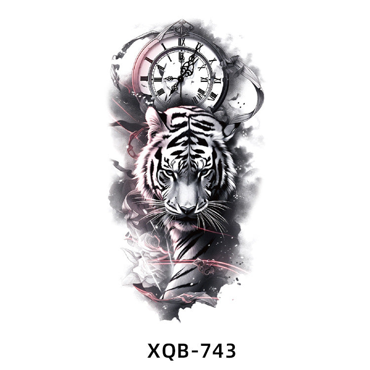 Free shipping Tattoo In Stock Wholesale Small Full Arm Tattoo Sticker Waterproof Sweatproof Tiger Animal Flower Men and Women Black and White, Colored Tattoo Sticker Paper