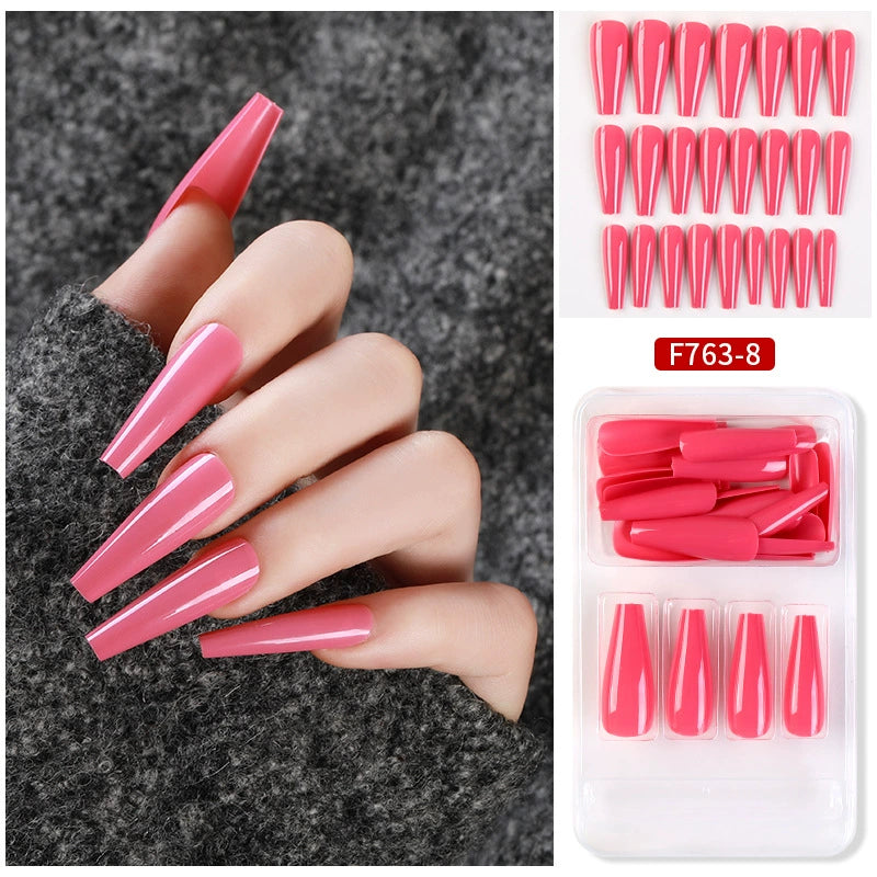 (Hand made nail) Nail patches for wearing ins long ballet nails, European and American nail patches, detachable 24 pieces for wearing finished nail patches