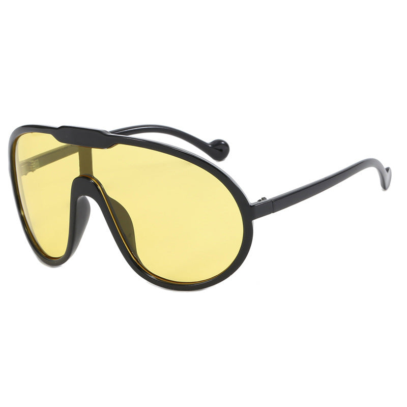 Women's fashion glasses 蛤蟆太阳眼镜2023新款欧美大框一体式太阳镜跨境户外防风墨镜街拍