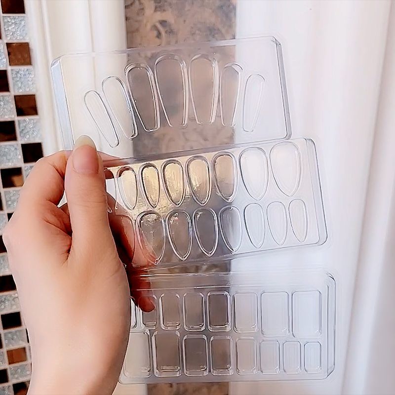 Fashion  nail 24 Pieces Wearable Nail Sticker Fake Fingernail Bag Foot Nail White Suit Transparent Tray Suction Plastic Packaging Box