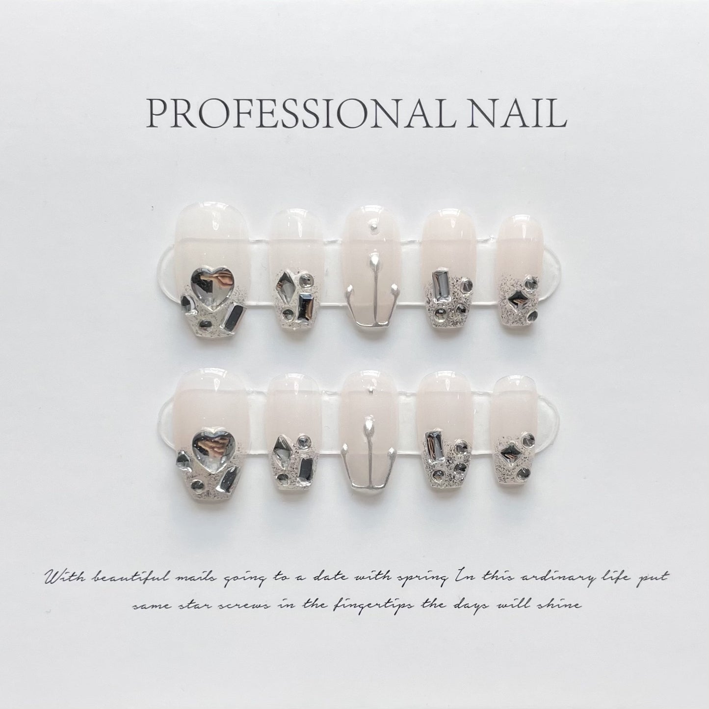 (reusable nail)Shangxin hand-worn armor factory straight hair high-end heavy industry Diablo charm snow long armor hand-made nail art wholesale products.