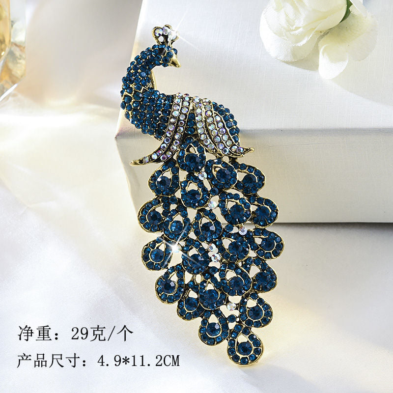 配饰胸针新品流行胸针合金镶钻孔雀动物滴油胸针花 厂家直销