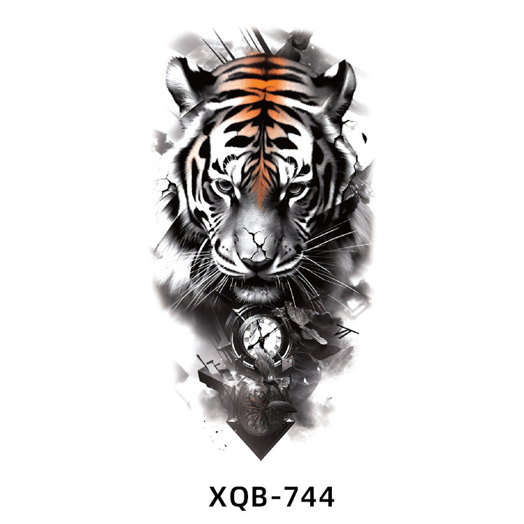 Free shipping Tattoo In Stock Wholesale Small Full Arm Tattoo Sticker Waterproof Sweatproof Tiger Animal Flower Men and Women Black and White, Colored Tattoo Sticker Paper