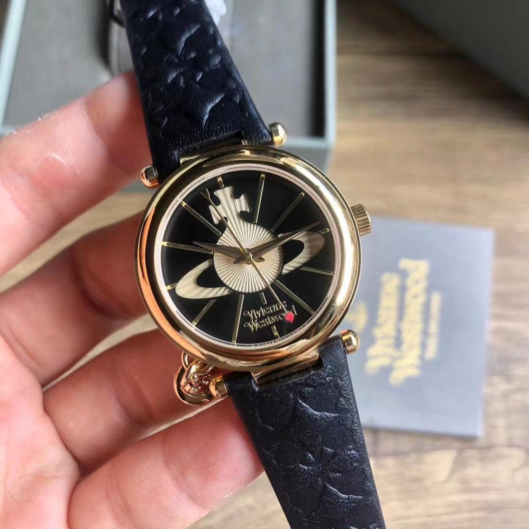 Fashion women's watchOne Piece Dropshipping Weiwei'an Queen Mother Ice Crushing Blue Watch New Dark Plum Purple Women's Watch Pitaya Saturn Small Golden Watch