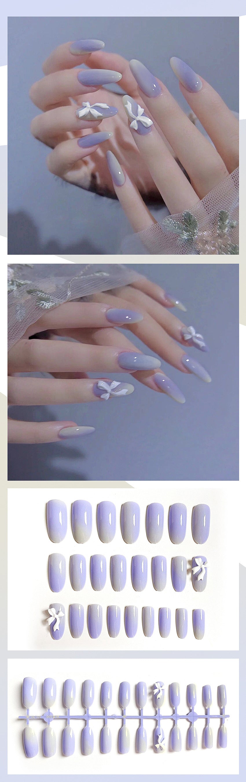 Fashion  nail Wearing Nail Nail Stickers Nail Patch Fake Nails Detachable Bow Purple round Head Nail Sticker X27