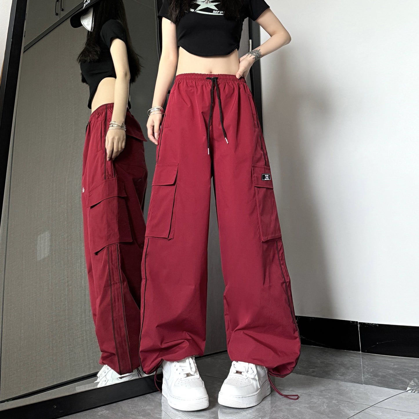 Free shipping  High Street Sweatpants Loose Casual Skinny Wide Leg pants