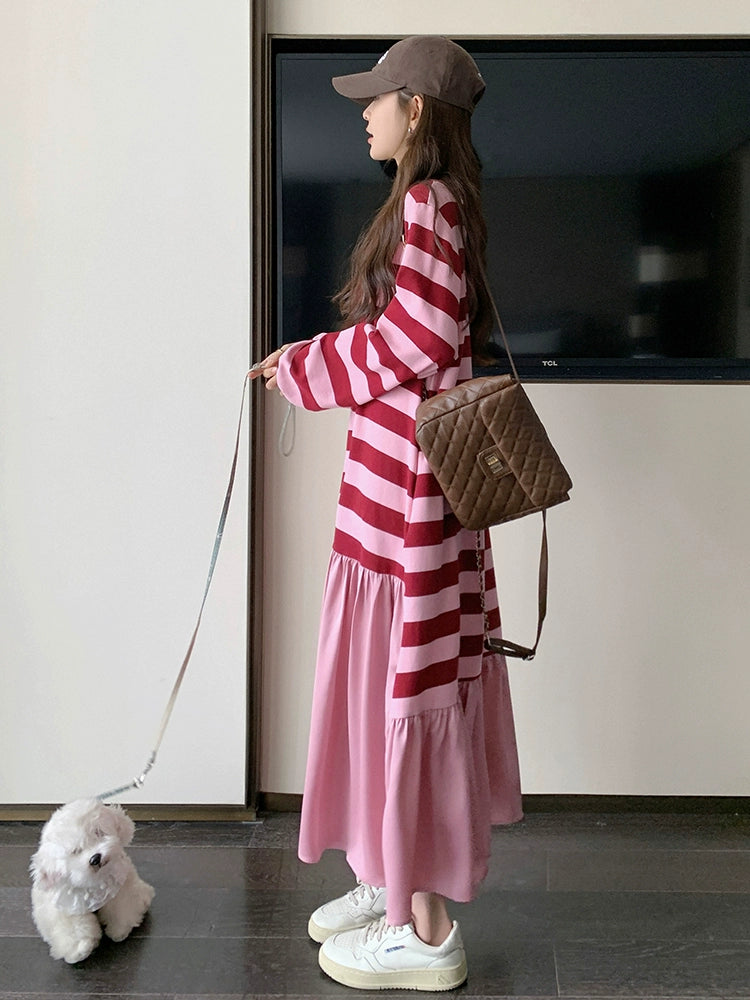 Dopamine dress Free shipping Tattoo Dopamine wears a sweater dress for women's spring and autumn 2024 new milk sweet girl loose lazy wind fishtail dress