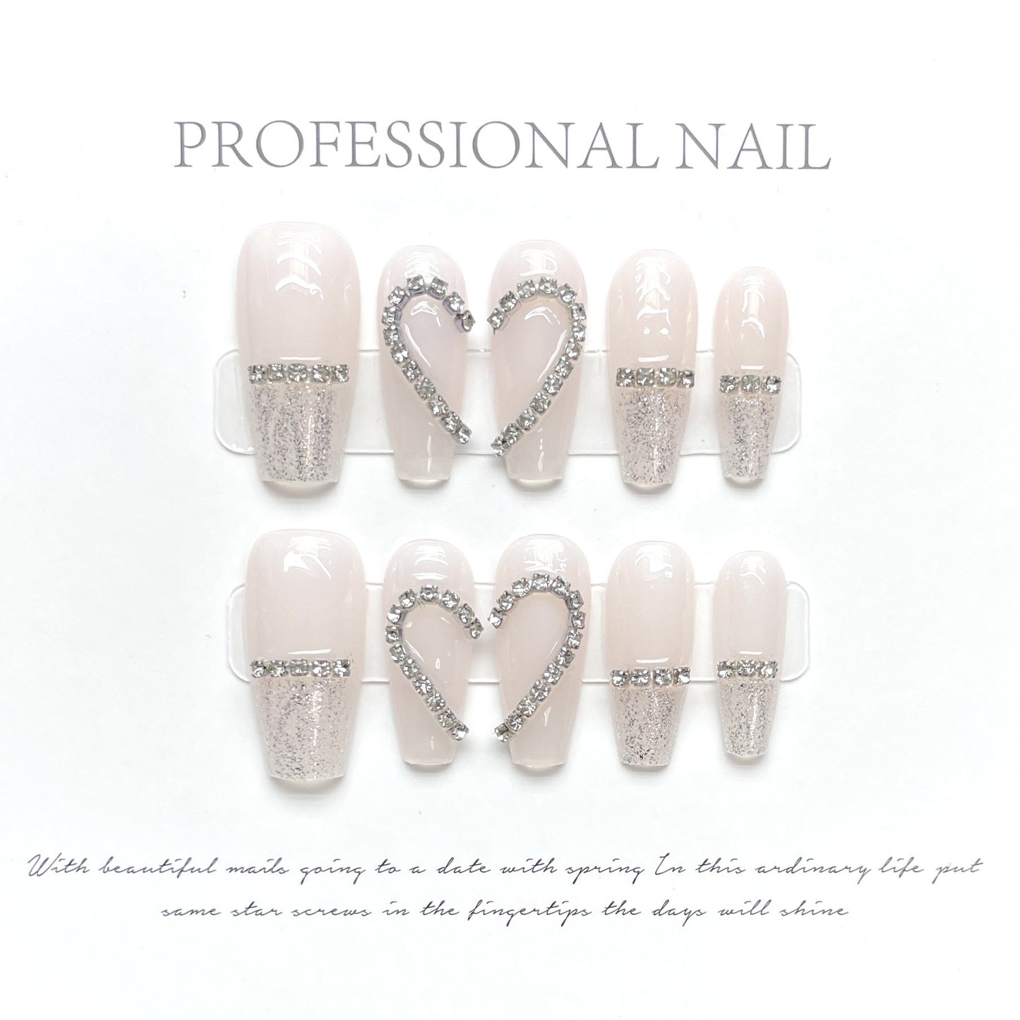 (Hand-Made Nail) Big Diamond Flash Full Diamond Nail Pigeon Bridal Wedding Nail High-Grade Light Luxury Egg Handmade Wear Nail Factory Straight Hair