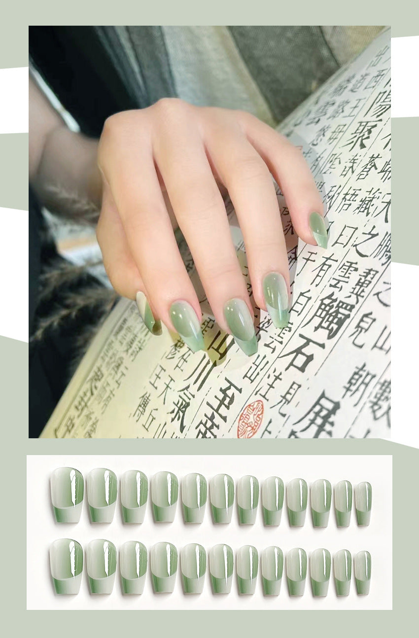 Fashion  nail Pure Want to Wear Manicure Purple Gradient French Fake Nail Patch Removable Wear Nail Wholesale Manicure W4w5