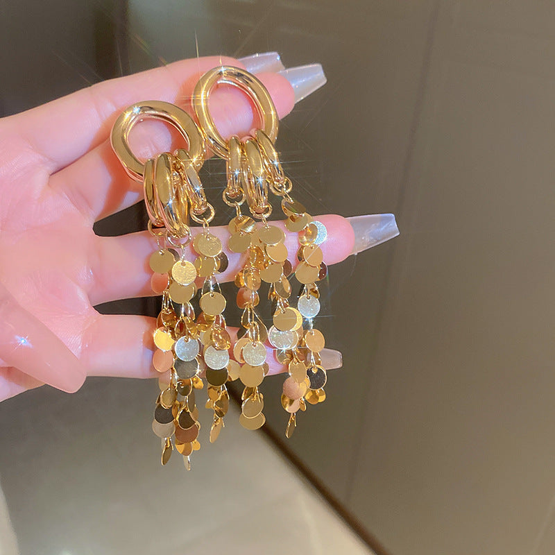 925银针金属流苏耳环欧美时尚设计感耳钉耳坠个性简约耳饰批发女