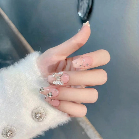 Fashion  nail Pure Want to Wear Nail Art Ice through Butterfly Love Fake Nail Patch Removable Wear Nail Wholesale Nail Art X84