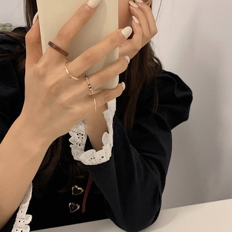 日韩风简约设计几何水晶亚克力戒指学生气质小清新个性指环女批发