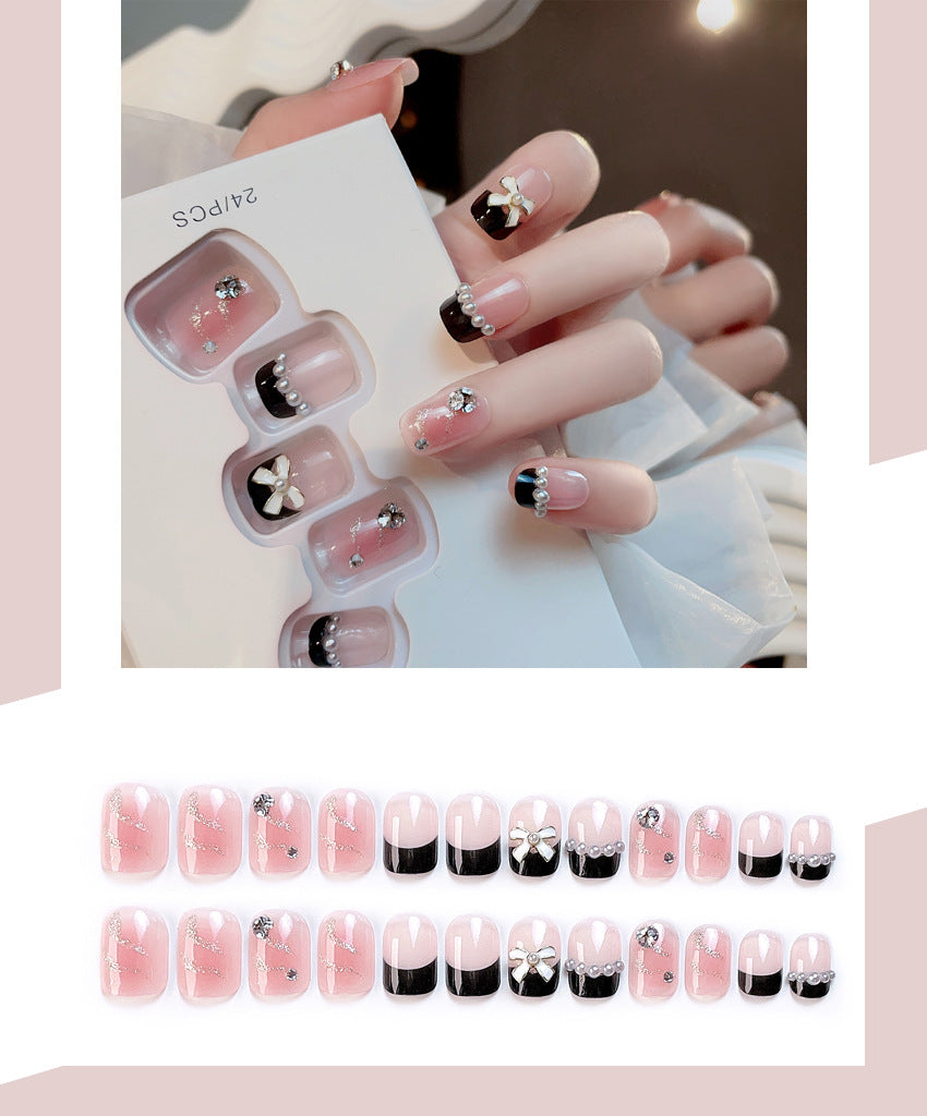 Fashion  nail Pure Desire Fake Nail Patch Bow Finished Nail Beauty Wearable Fake Nails Removable Nail Tip Wearable Nail X94