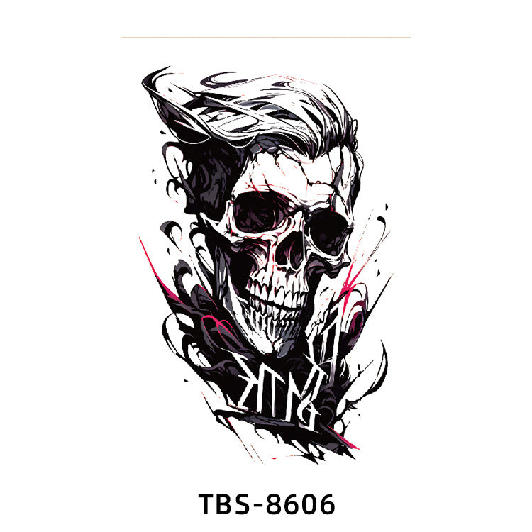 Free shipping Tattoo New Wholesale Small Flower Arm Waterproof Tattoo Sticker Half Sleeve Arm Back Color Animal Skull European and American Tattoo Sticker Paper