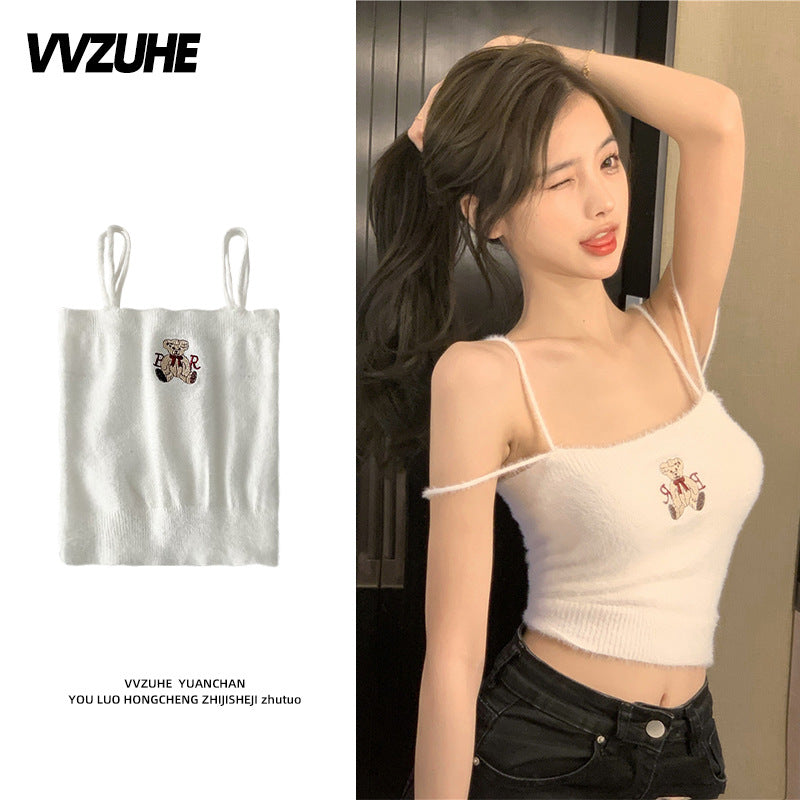 Dopamine tops Free shipping Tattoo Pink Dopamine Wear Seaside Small Suspender Female Sexy Neck Wear Vest Sweet Spicy Thai Top Spice Girl Summer