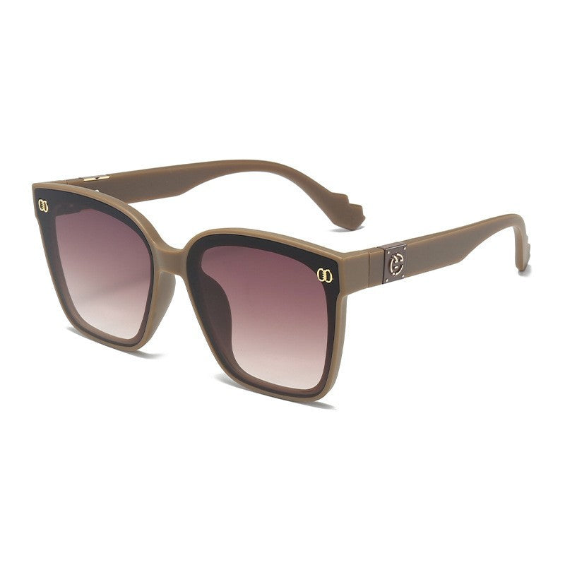 2024 New Light Luxury Small Fragrance Style Women's Large Frame Sunglasses Small Red Book Fashion Trend Travel Driving Street Photo Sunglasses