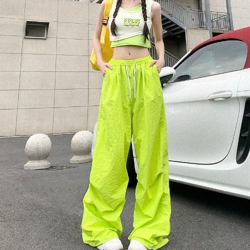 Dopamine pants Free shipping Tattoo Color dopamine wear tooling casual trousers 2024 summer lazy trend functional wind paratrooper trousers tide