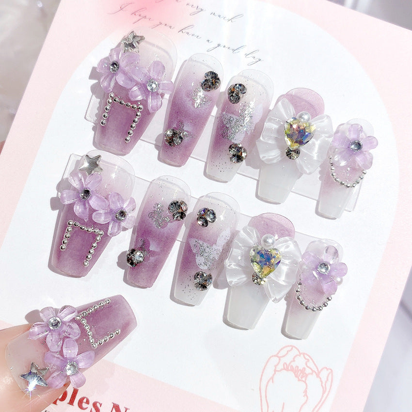 Fashion  nail New Nail Beauty Wear a High-Grade Pure Desire Wind Nail Patch Wear a Bow Nail Stickers Wholesale U7