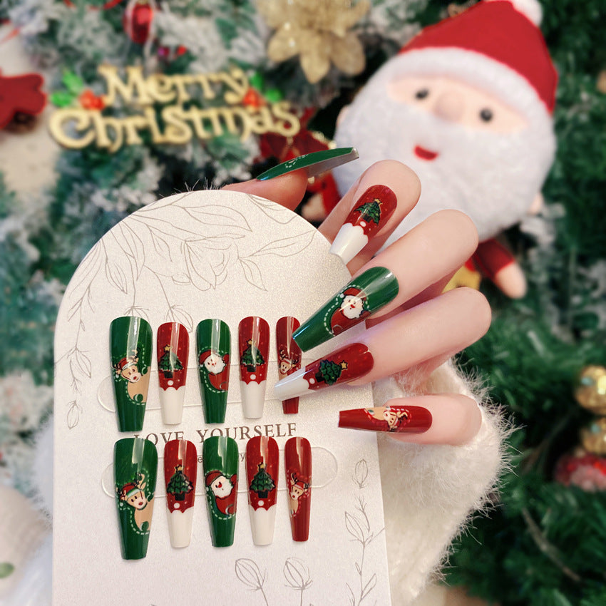 Fashion  nail New Christmas Wear Armor Snowflake Deer Elk Nail Tips Removable Fake Nails Wholesale P167