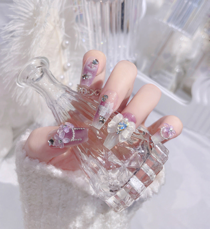 Fashion  nail New Nail Beauty Wear a High-Grade Pure Desire Wind Nail Patch Wear a Bow Nail Stickers Wholesale U7