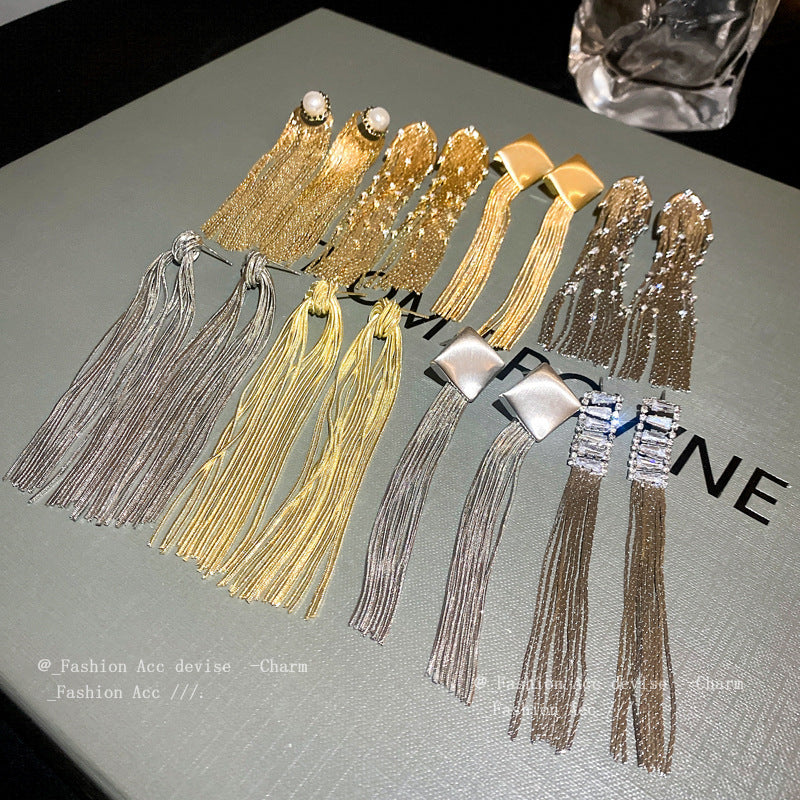 925银针金属流苏耳环欧美时尚设计感耳钉耳坠个性简约耳饰批发女