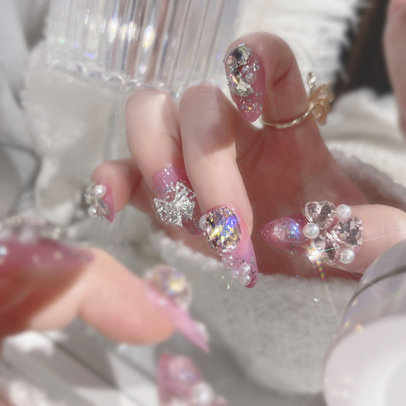 Fashion  nail New Rhinestone Manicure Wear Nail Ins Advanced Pure Desire Wind Nail Patch Wear Nail Diamond Nail Stickers U2