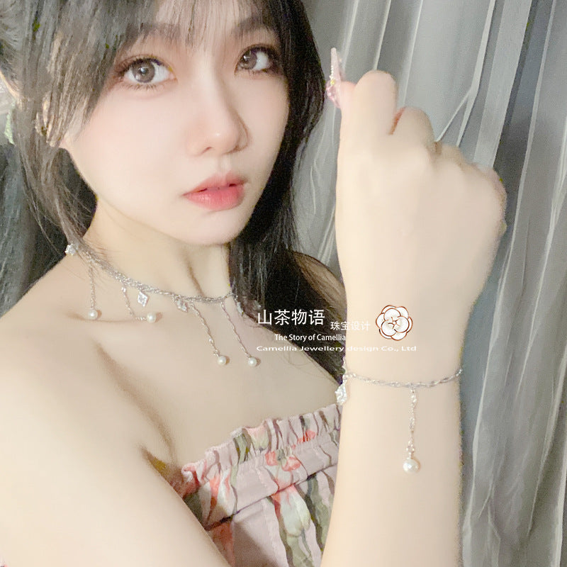 Camellia原创设计欧美跨境腰链二合一性感微镶夏日比基尼珍珠戒指