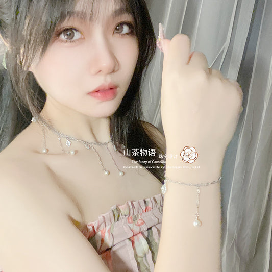 Camellia原创设计欧美跨境腰链二合一性感微镶夏日比基尼珍珠戒指