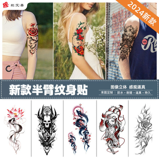 Free shipping Tattoo New Flower Arm Tattoo Sticker Waterproof Men's and Women's Small Arm Tattoo Tattoo Black and White Animal Tattoo Sticker Paper Factory Wholesale