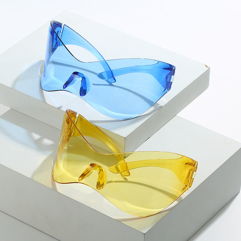 Women's fashion glasses 2023欧美大框太阳镜女潮Y2K千禧无框骑行墨镜男款跨境亚马逊爆款