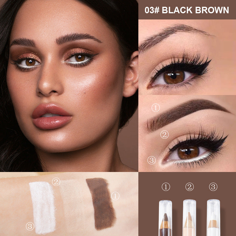 EYEBROW高性价比实用修容遮瑕眼线持久眉笔防水3支套装