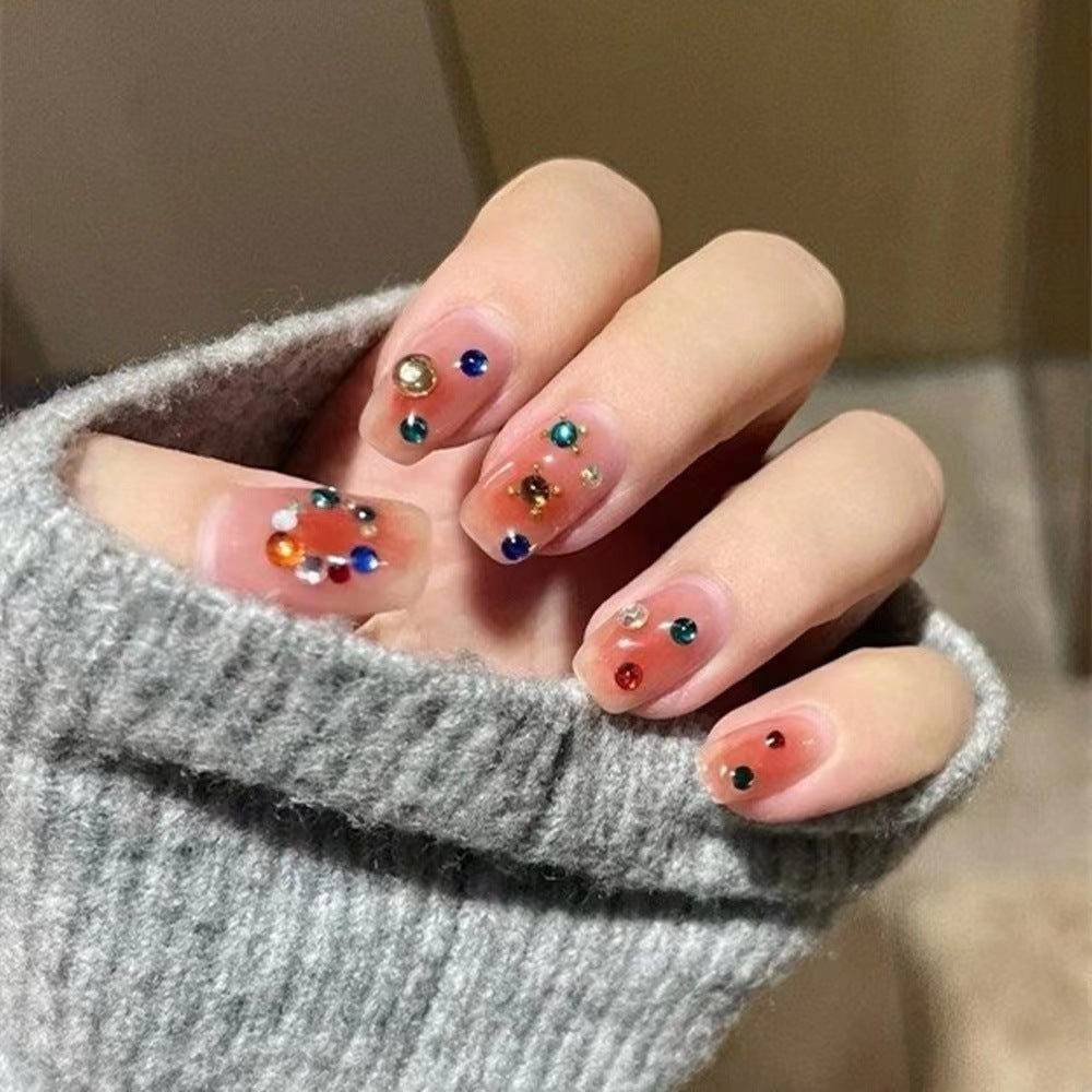 (reusable nail)【 Yihe 】 Hot selling cat eye flower fake nail patches Wearing nail patches Finished nail patches 10 nail patches