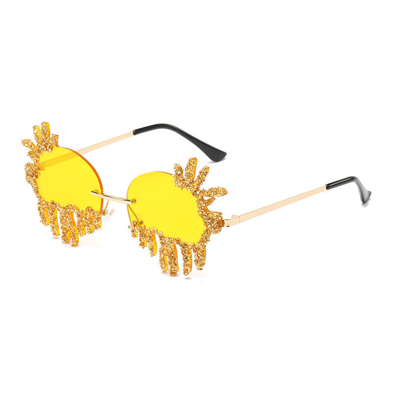Women's fashion glasses 2023欧美大框架镶钻墨镜跨境潮流水晶钻石太阳眼镜户外防晒显瘦女