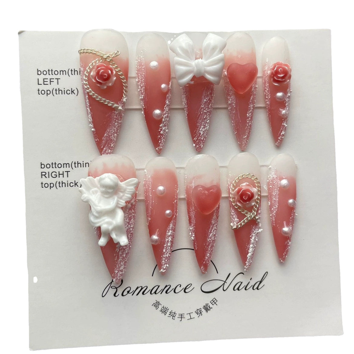 (Hand-made nail) super long wearing armor rose angel baroque rose plaster hand-made wearing nail new high-end sense detachable