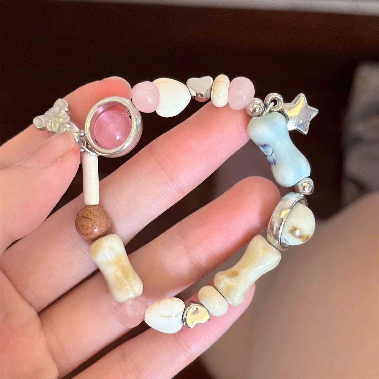粉色碧玺草莓熊精美手链 2023新款库洛米仙女手串端午节手绳批发