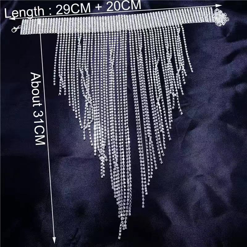 Fashion jewelry Europe and the United States selling long tassel necklace shiny rhinestone exaggerated necklace nightclub new factory direct supply wholesale.