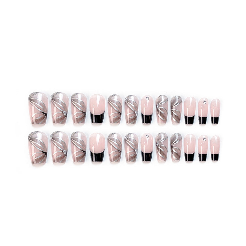 Fashion  nail Pure Desire Fresh French Style Long Finished Nail Beauty Wearable Fake Nails Detachable Nail Tip Wearable Nail X92