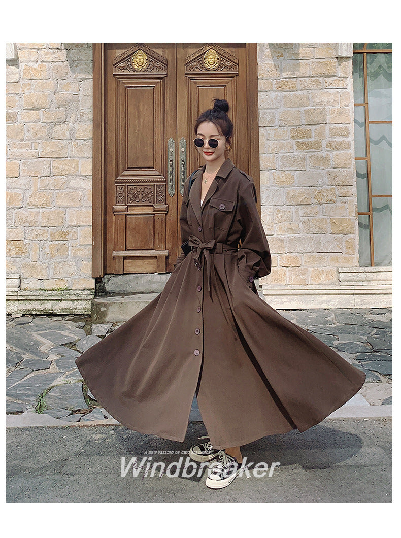 Fashion women's wear Real Shot Large Skirt Windbreaker Dress Women's Mid-Length 2024 Autumn and Winter Clothing New Waist Trimming Fashion Fashion Coat