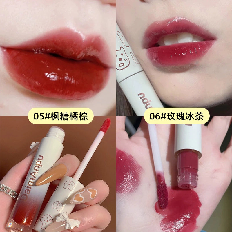 小熊口红唇釉镜面水光玻璃唇蜜持久不掉色沾杯学生显白流行嘟嘟唇口红