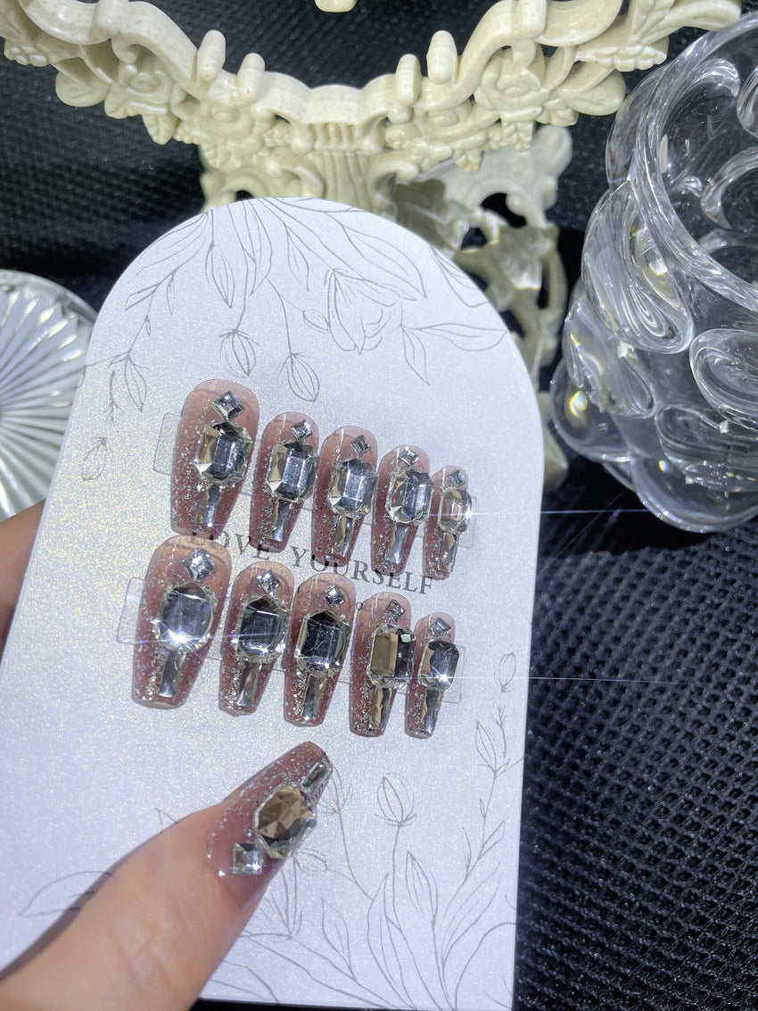 Fashion  nail New Nail Beauty Wear Nail Ins Advanced Pure Desire Rhinestone Nail Patch Wear Nail Bow Nail Stickers A35
