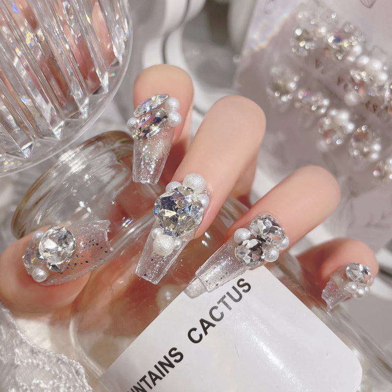 Fashion  nail Internet Celebrity Rhinestone Manicure Wear Nail Ins Advanced Pure Desire Wind Nail Patch Wear Nail Diamond Nail Stickers U5