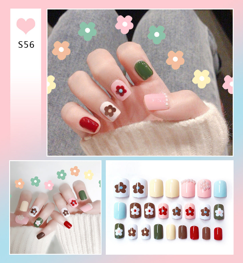 Fashion  nail Tina Wear Fake Nails Manicure Bridal Patch 24 Pieces Fake Nails Waterproof Nail Shaped Piece Collection
