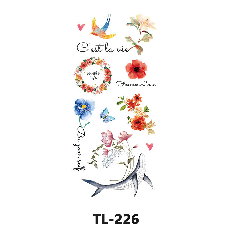 Free shipping Tattoo Factory Wholesale Fresh Tattoo Sticker Men's and Women's Flower Tattoo Stickers in Stock Direct Selling to Map Colorful Flowers