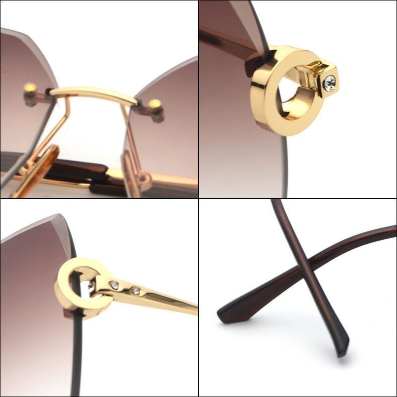 Women's fashion glasses 2024 新款跨境钻石切边女士太阳镜时尚眼镜开车驾驶防紫外线大墨镜