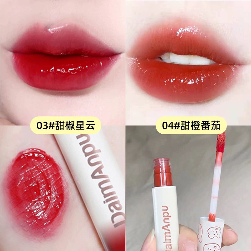 小熊口红唇釉镜面水光玻璃唇蜜持久不掉色沾杯学生显白流行嘟嘟唇口红